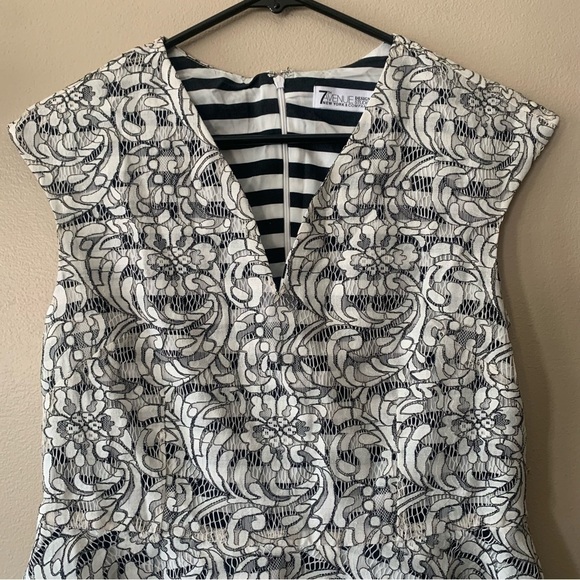 NWT 7th Avenue Lace Striped Peplum Blouse Size M - Picture 10 of 11